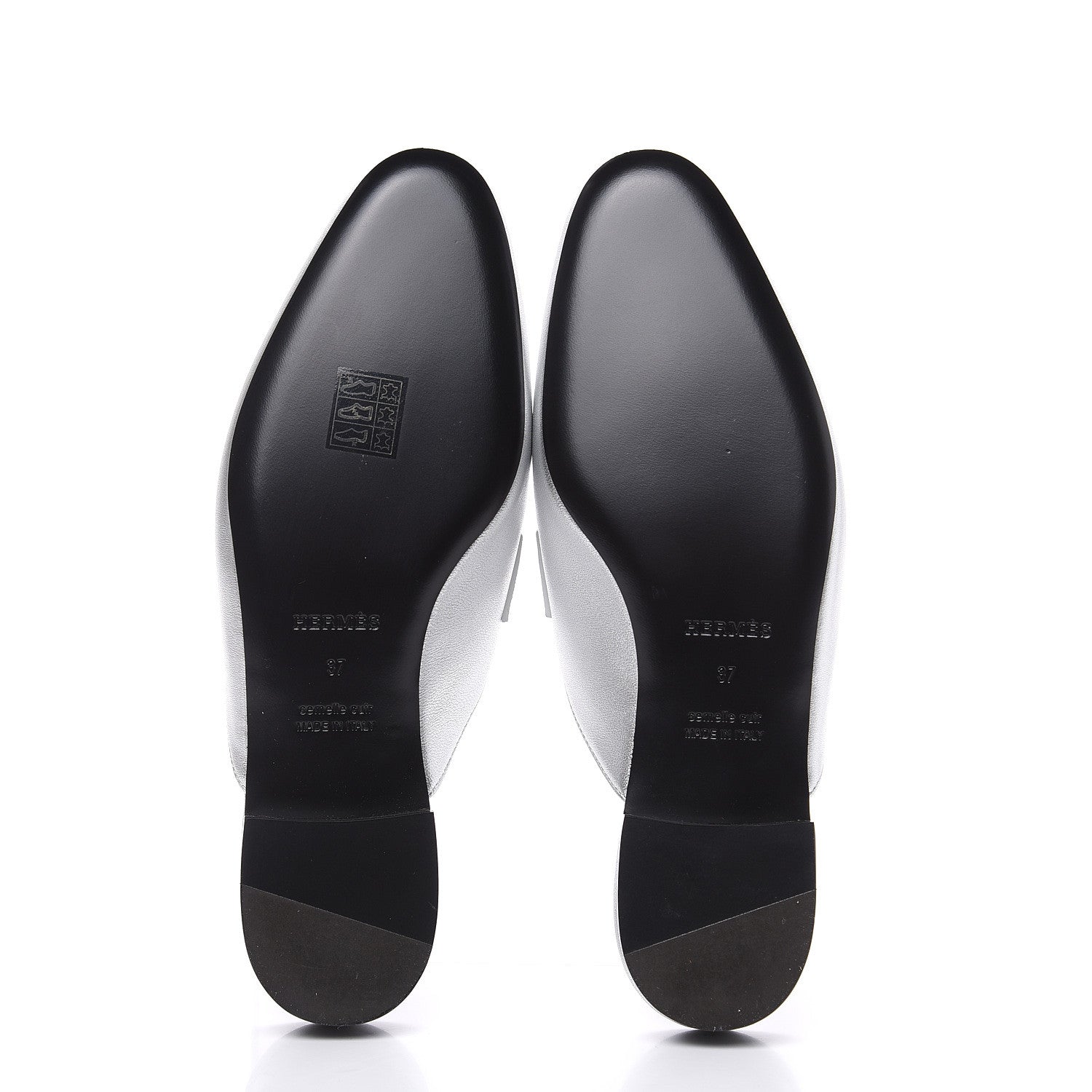 Hermes Metallic Nappa Trocadero Mule 37 Gris Argento 5 of 9