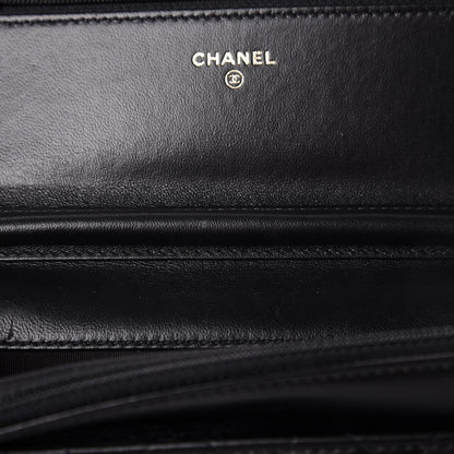 Chanel Lambskin Quilted Boy Wallet On Chain WOC Black 11 of 12