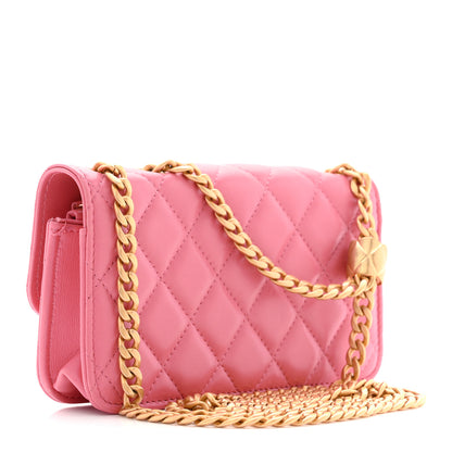 Chanel Lambskin Quilted Pillow Crush Flap Phone Holder With Chain Pink 3 of 12