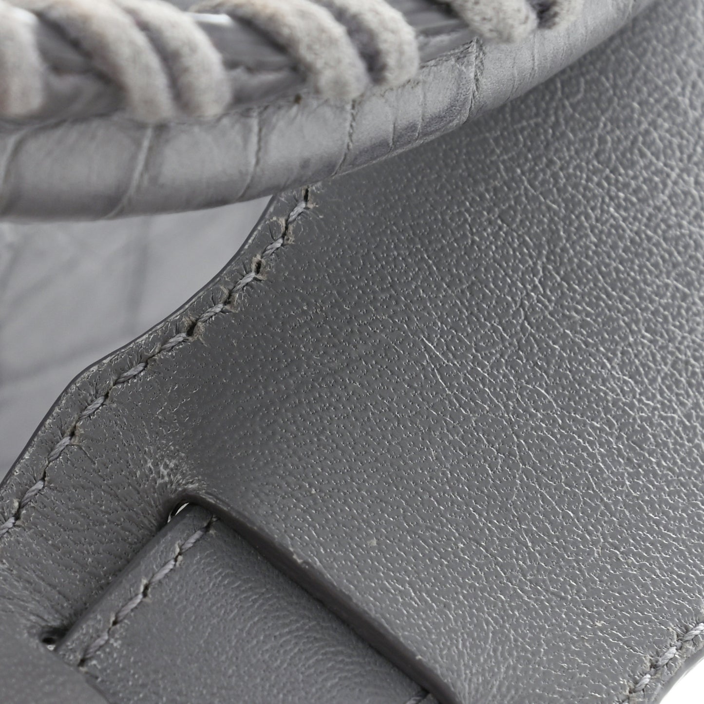 Calfskin Crocodile Embossed Giant 12 Gold Hardware City Gris Beton