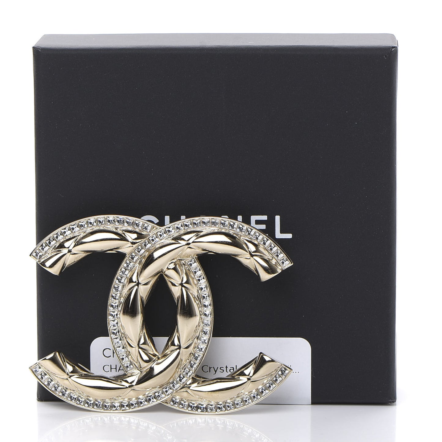 Baguette Crystal Quilted Vintage Allure CC Brooch Gold