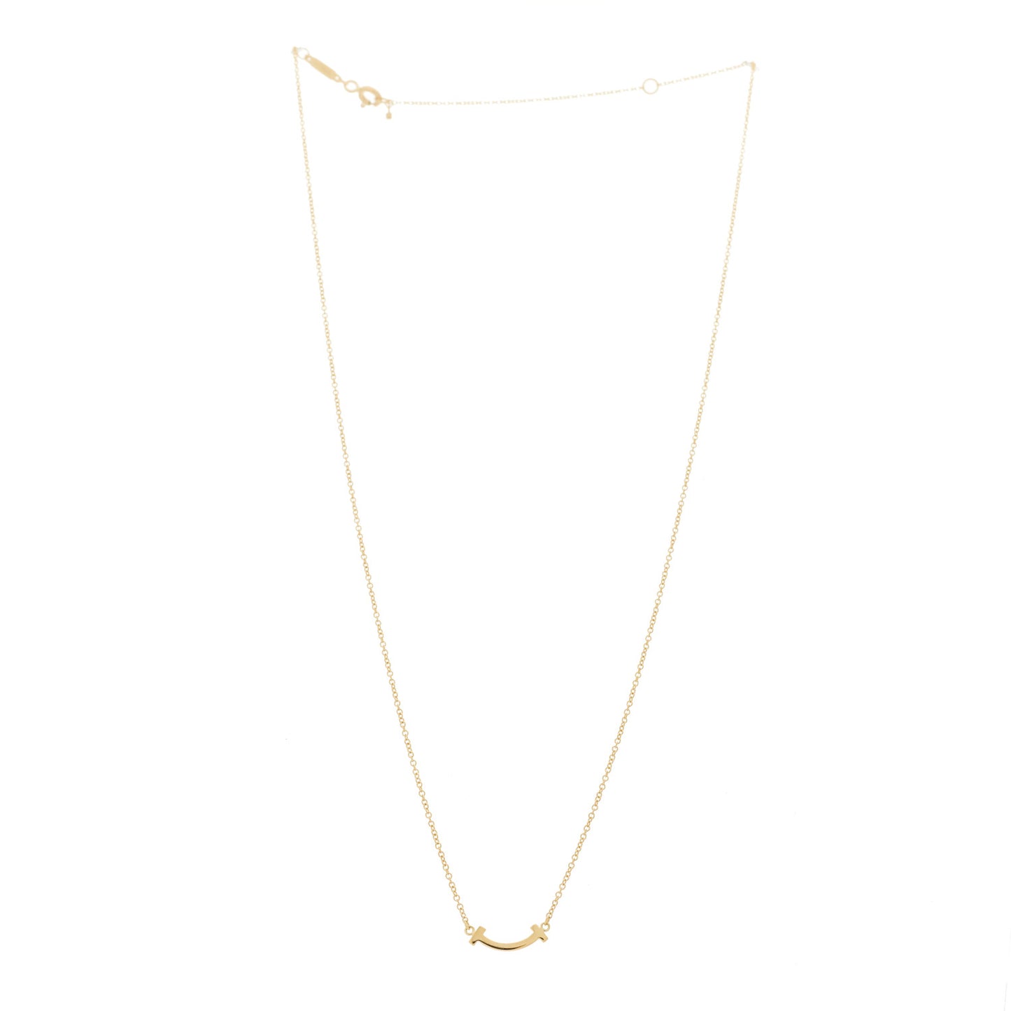 18K Yellow Gold Mini T Smile Pendant Necklace