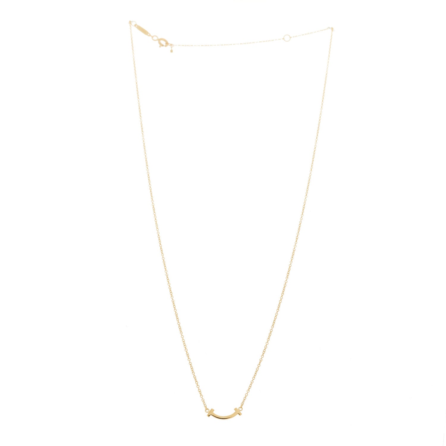 Tiffany 18K Yellow Gold Mini T Smile Pendant Necklace 2 of 5