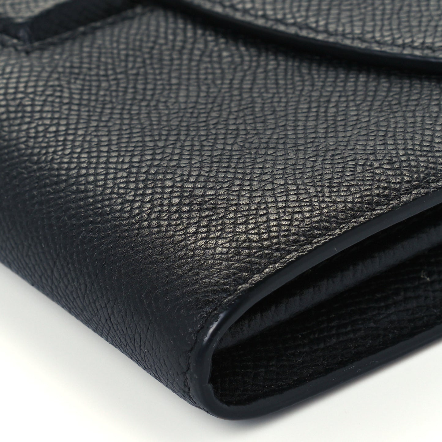 Grained Calfskin Large Trotteur Multifunction Flap Wallet Black