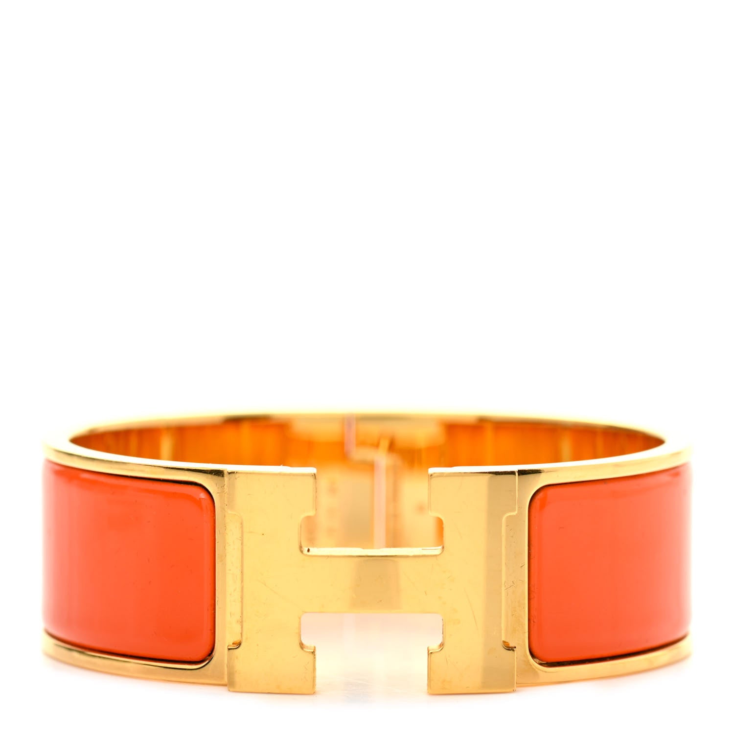 Hermes Enamel Wide Clic Clac H Bracelet PM Orange 1 of 6
