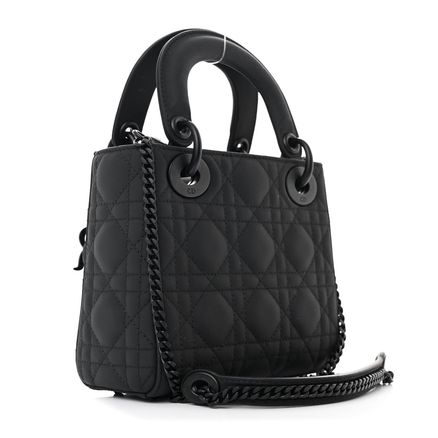 Ultra Matte Calfskin Cannage Mini Lady Dior Black