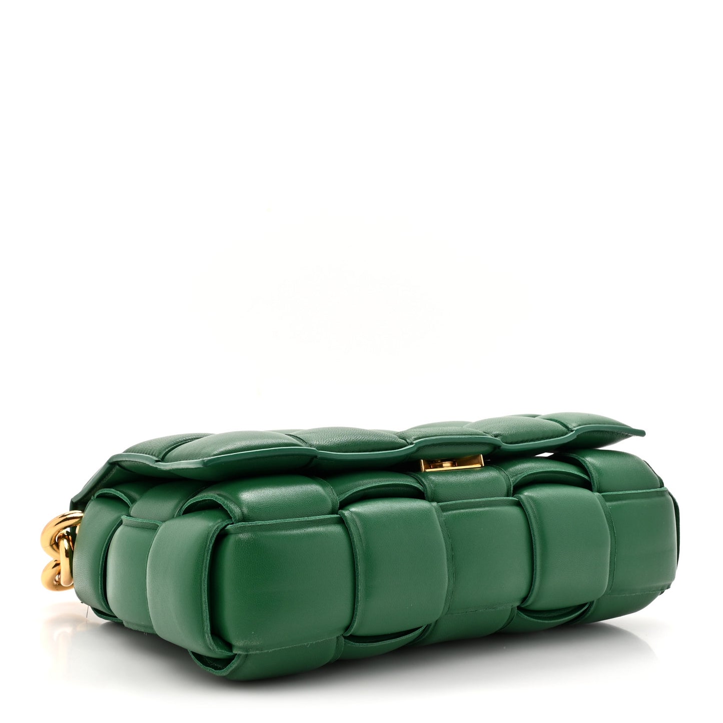 Lambskin Maxi Intreccio Padded Chain Cassette Crossbody Bag Racing Green