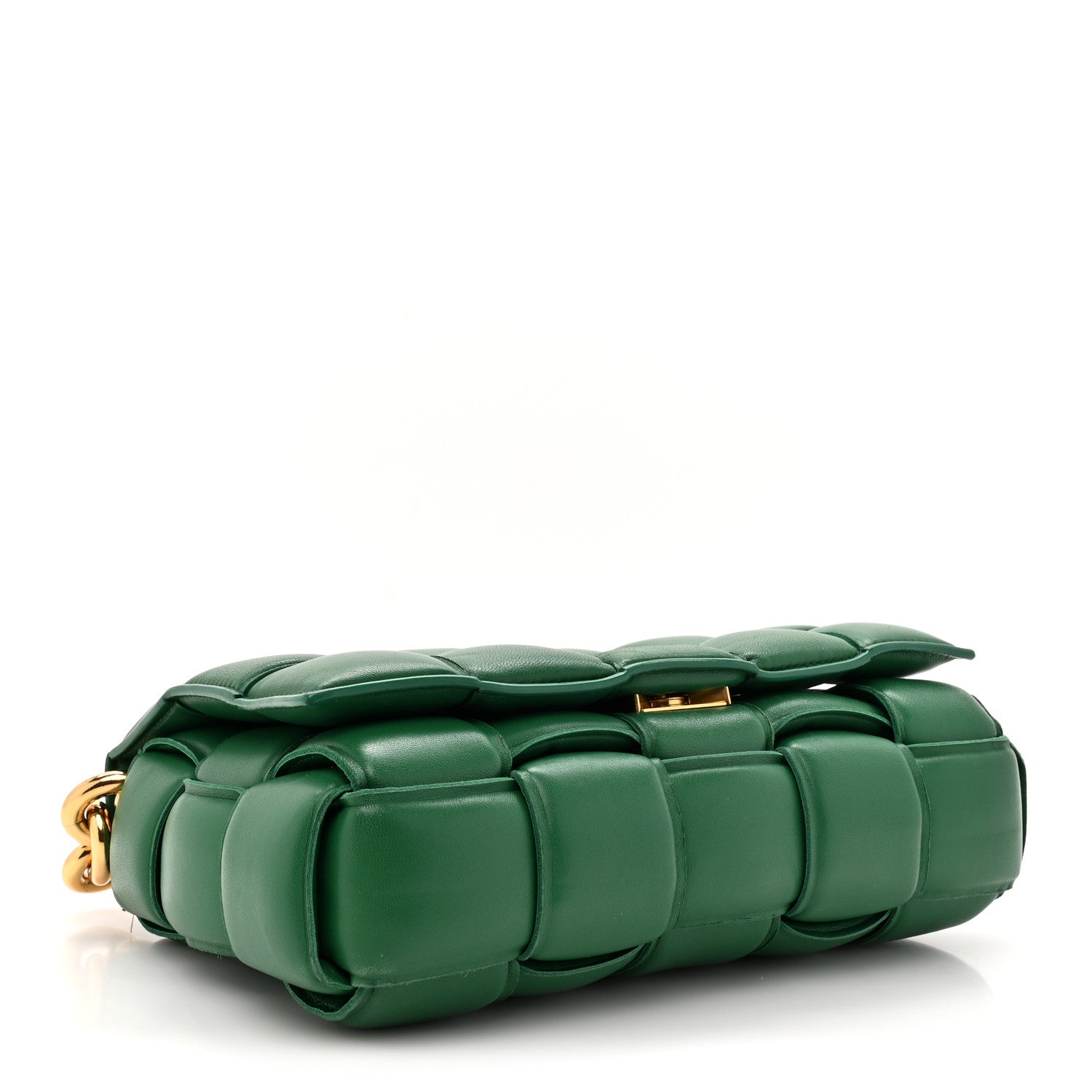 Bottega Veneta Lambskin Maxi Intreccio Padded Chain Cassette Crossbody Bag Racing Green 4 of 15