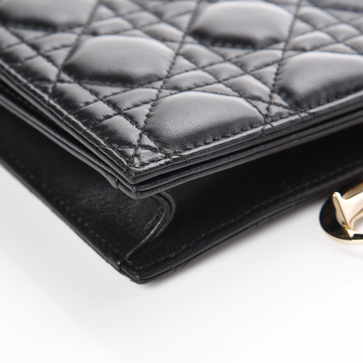 Lambskin Cannage Lady Dior Convertible Clutch Black