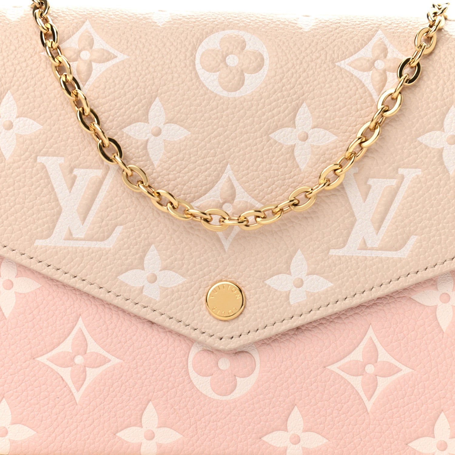 Louis Vuitton Empreinte Spring in the City Felicie Pochette Chain Wallet Pink Beige Yellow 7 of 9
