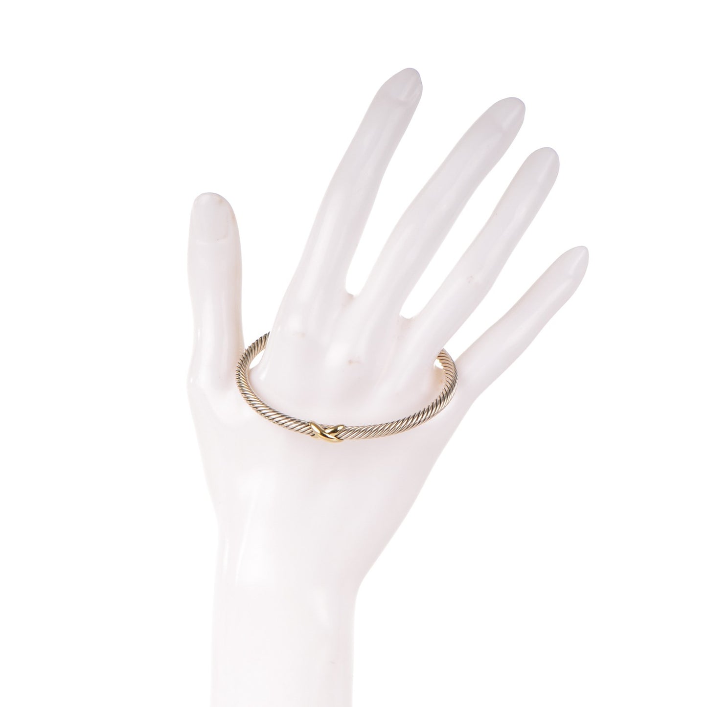 Sterling Silver 18K Yellow Gold 4mm X Station Cable Bracelet