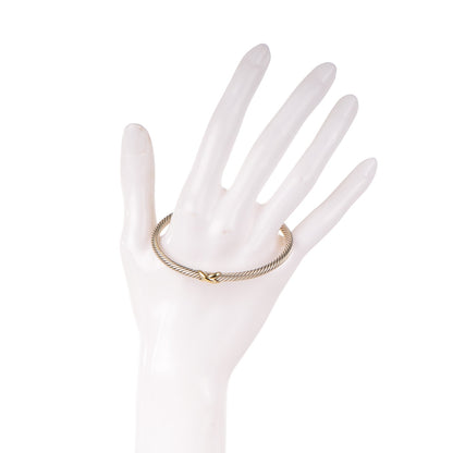 David Yurman Sterling Silver 18K Yellow Gold 4mm X Station Cable Bracelet 2 of 4