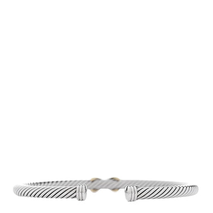David Yurman Sterling Silver 18K Yellow Gold 4mm X Station Cable Bracelet 3 of 4