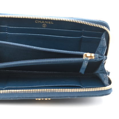 Chanel Lambskin Quilted 19 Small Zip Around Wallet Blue 5 of 8