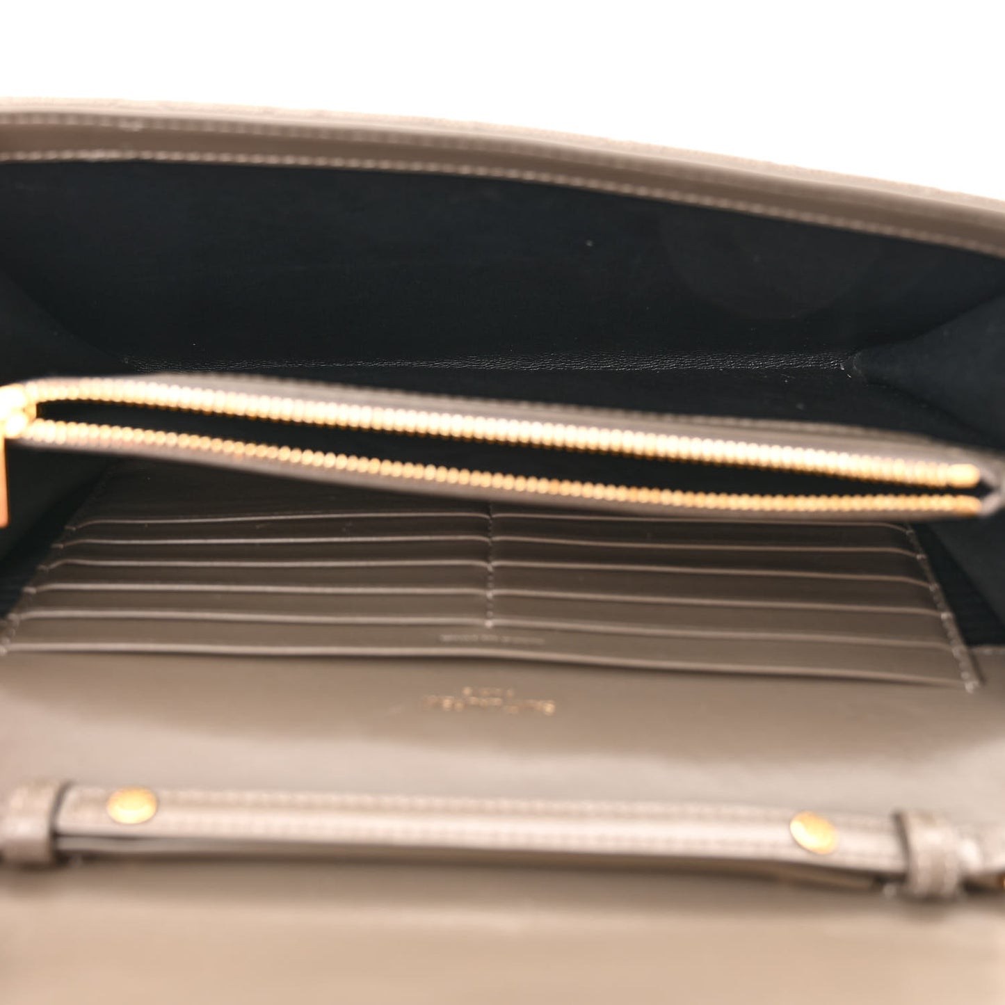 Metallic Grain De Poudre Mixed Matelasse Triquilt Monogram Chain Wallet Piombo