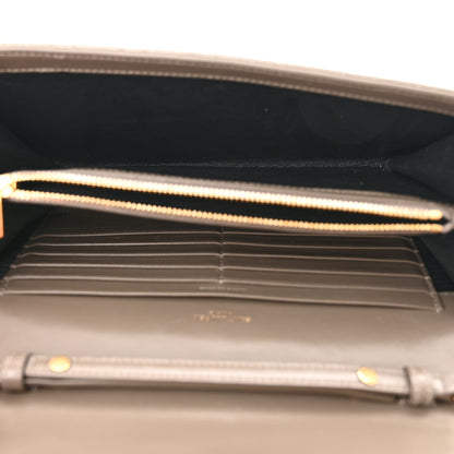 Saint Laurent Metallic Grain De Poudre Mixed Matelasse Triquilt Monogram Chain Wallet Piombo 5 of 14