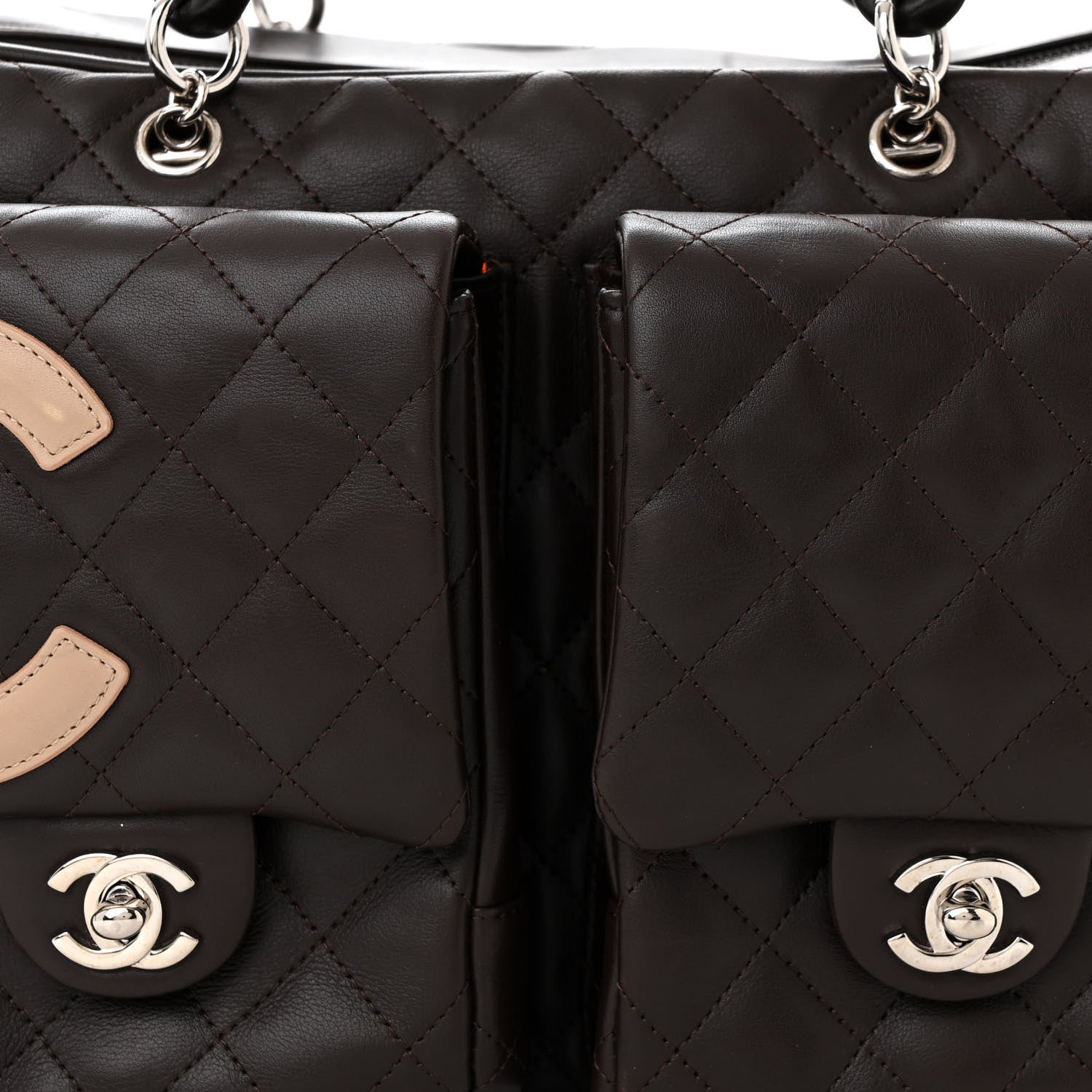 Chanel Calfskin Quilted Large Cambon Multipocket Reporter Brown Beige 8 of 10