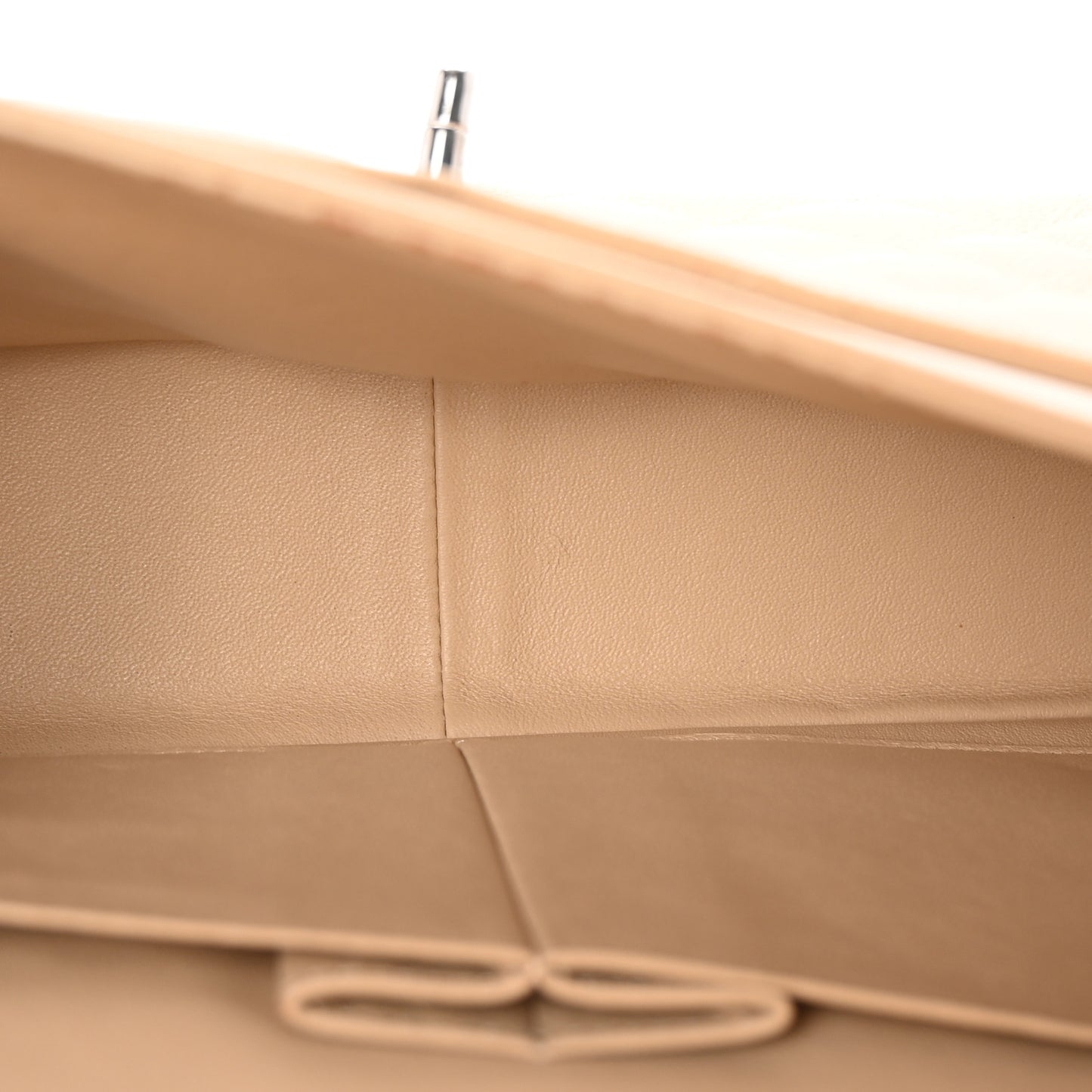 Caviar Quilted Jumbo Double Flap Light Beige