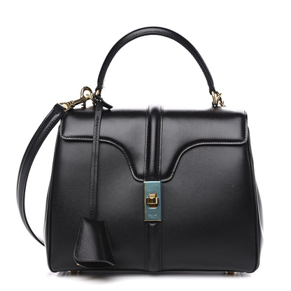 Celine Satinated Calfskin Small 16 Top Handle Bag Black 1 of 9