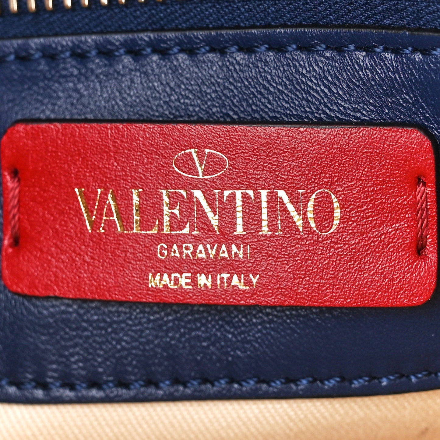 Lambskin VLTN Print Candystud Top Handle Bag Navy