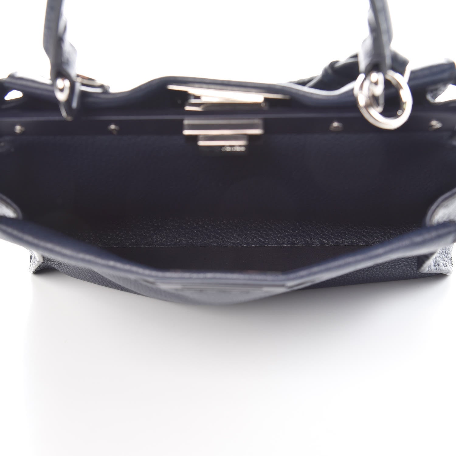 Fendi Cuoio Romano Selleria Medium Peekaboo Iconic Satchel Blue Notte 6 of 11