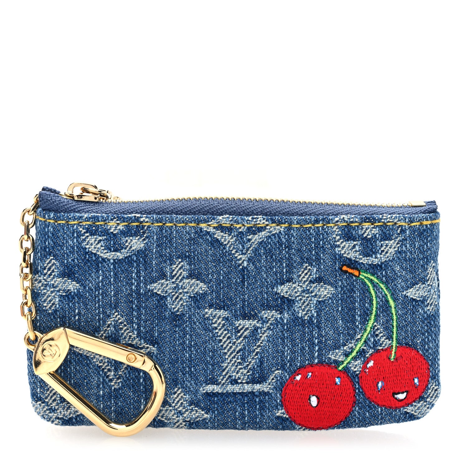 Louis Vuitton LV X TM Monogram Denim Cerises Key Pouch Blue 1 of 7