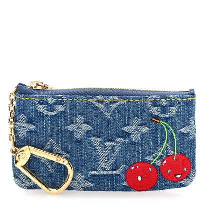 Louis Vuitton LV X TM Monogram Denim Cerises Key Pouch Blue 1 of 7