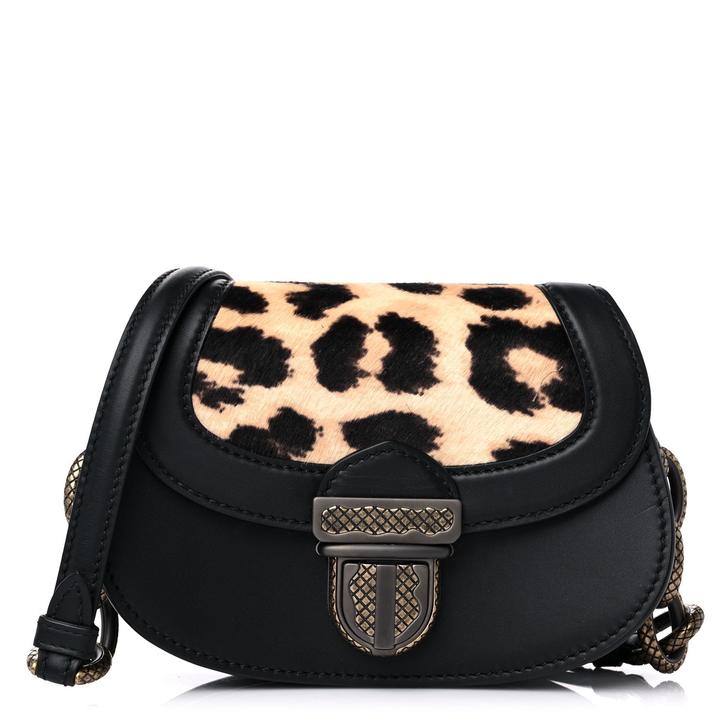 Bottega Veneta Calfskin Pony Hair Leopard Print Umbria Bag Black 1 of 13