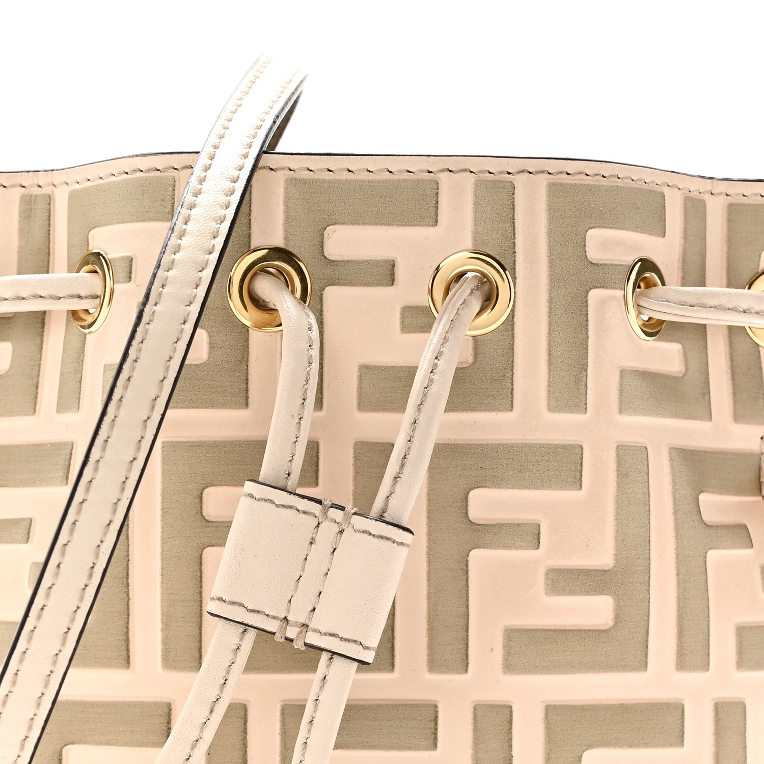 Fendi Vitello Liberty F is Fendi Bi-Color FF 1974 Embossed Mini Mon Tresor Bucket Bag Camelia Mandorlo 8 of 10