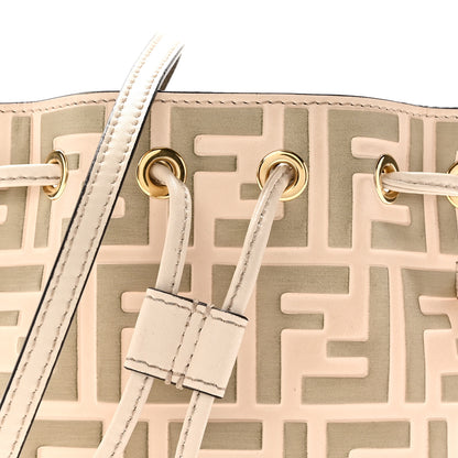 Fendi Vitello Liberty F is Fendi Bi-Color FF 1974 Embossed Mini Mon Tresor Bucket Bag Camelia Mandorlo 8 of 10