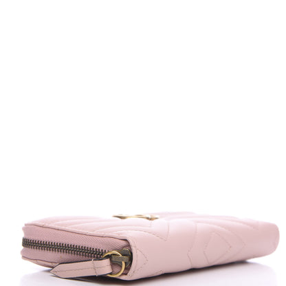 Gucci Calfskin Matelasse GG Marmont Zip Around Wallet Perfect Pink 3 of 9
