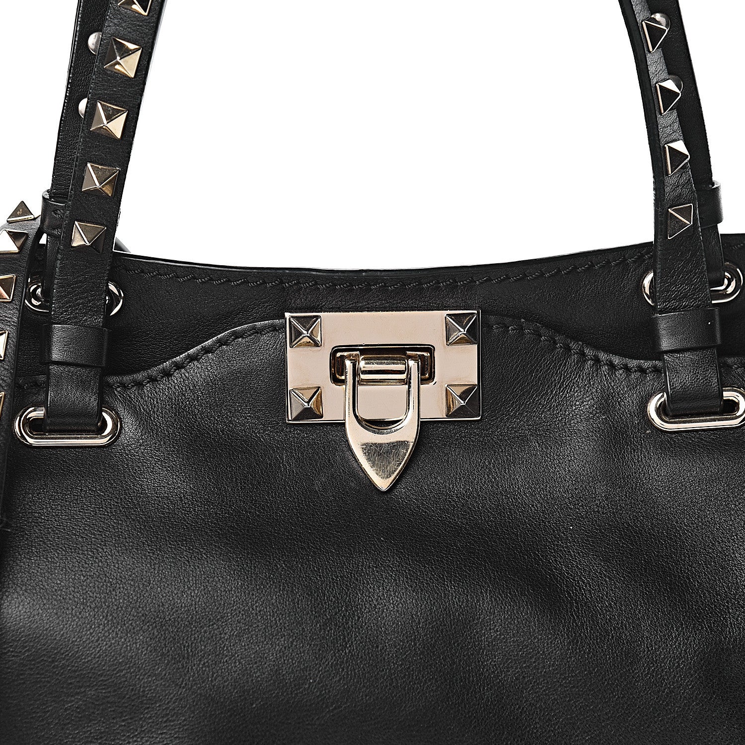 Valentino Garavani Vitello Small Rockstud Tote Black 9 of 9
