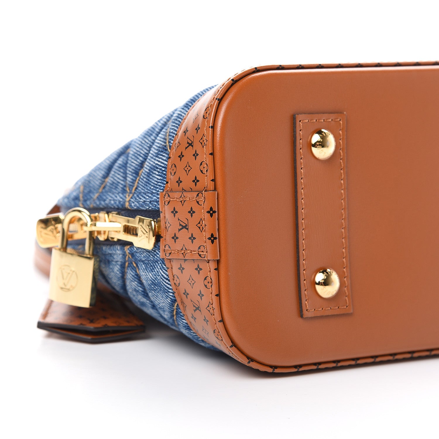 Louis Vuitton Denim Calfskin Reverse Monogram Malletage Alma BB Blue 8 of 9