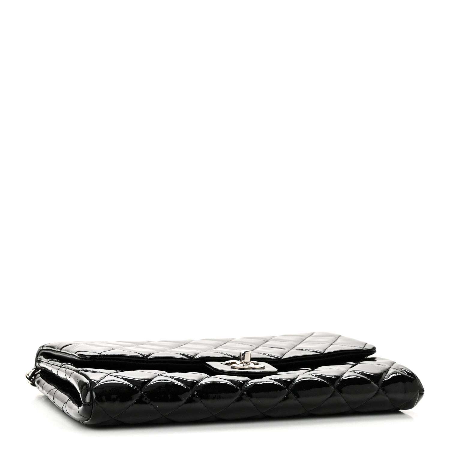 Chanel Patent Quilted Clutch with Chain Flap Black 4 of 10