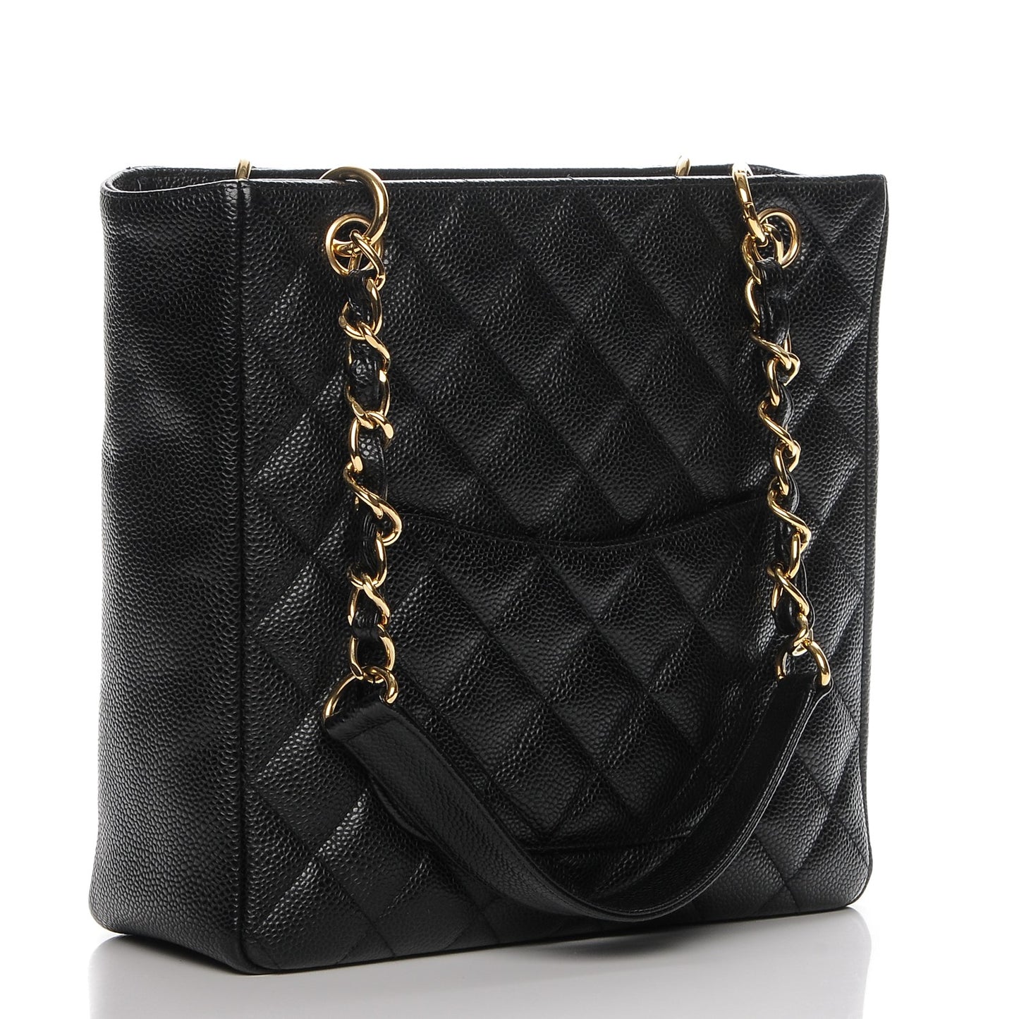 Caviar Quilted Petit Shopping Tote PST Black