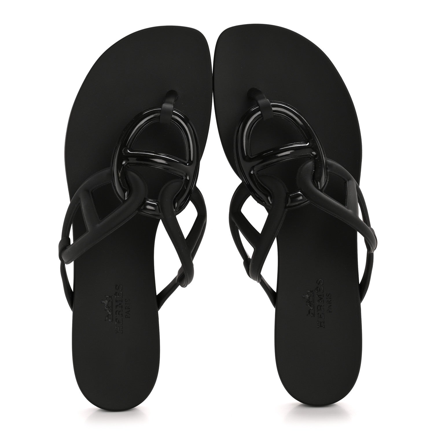 Hermes Rubber Womens Egerie Sandals 37 Black 2 of 10