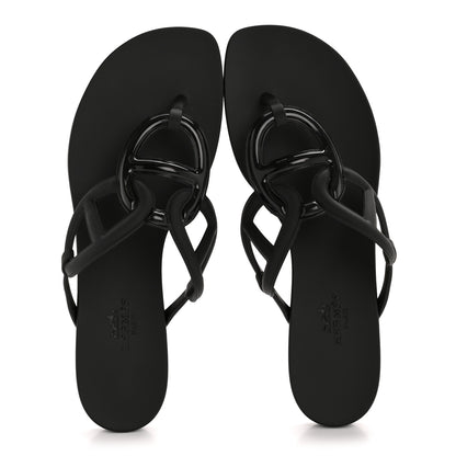 Hermes Rubber Womens Egerie Sandals 37 Black 2 of 10