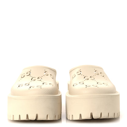 Gucci Rubber Monogram GG Go Through Platform Slide Clogs 38 Mystic White 3 of 12