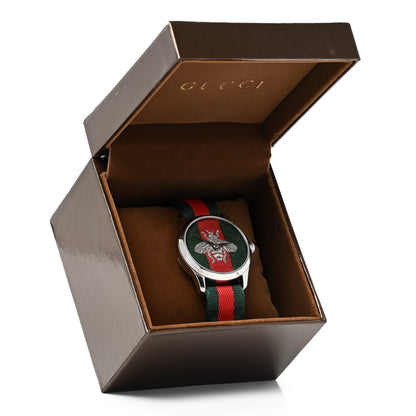 Gucci Stainless Steel Nylon 38mm Le Marche Des Merveilles Bee Quartz Watch Green 5 of 5
