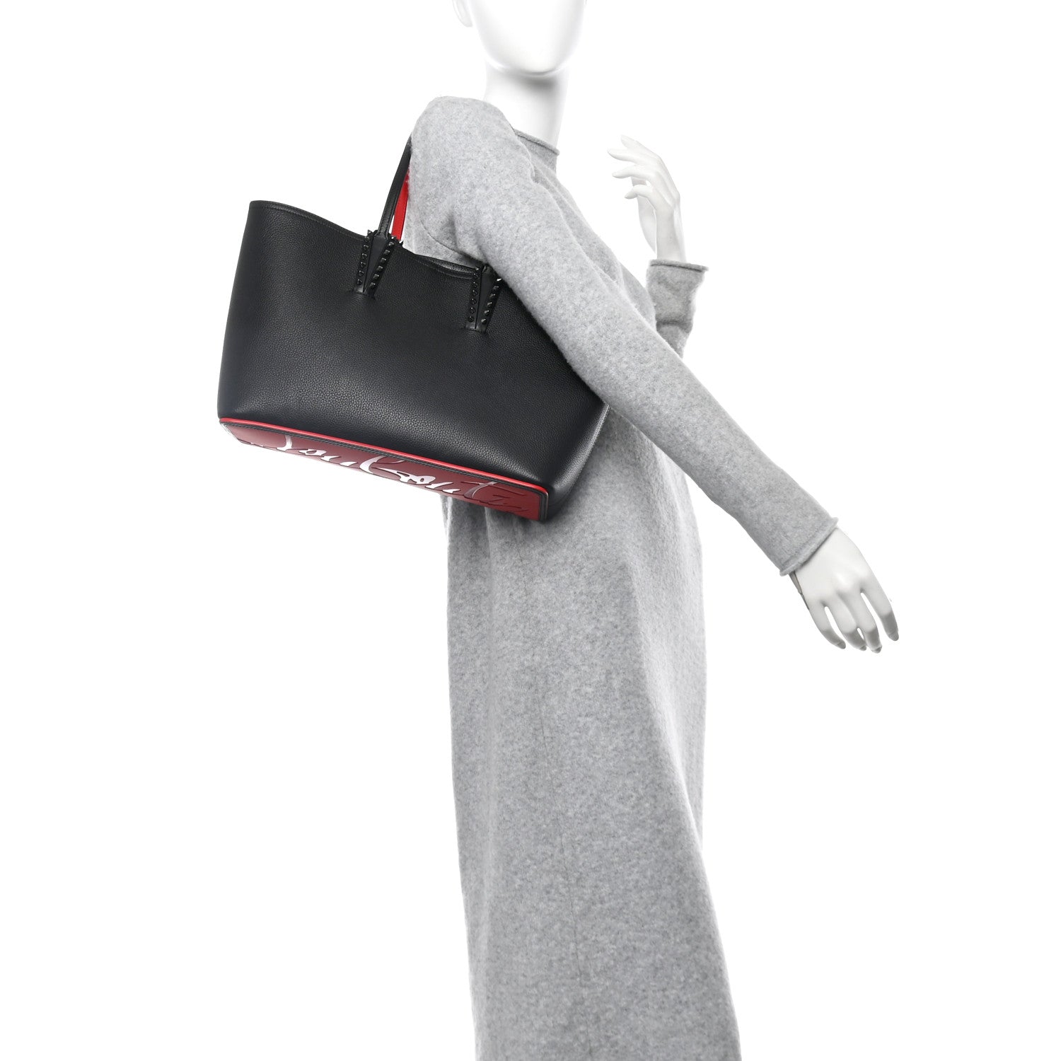 Christian Louboutin Calfskin Empire Spikes Small East West Cabata Tote Black 2 of 13