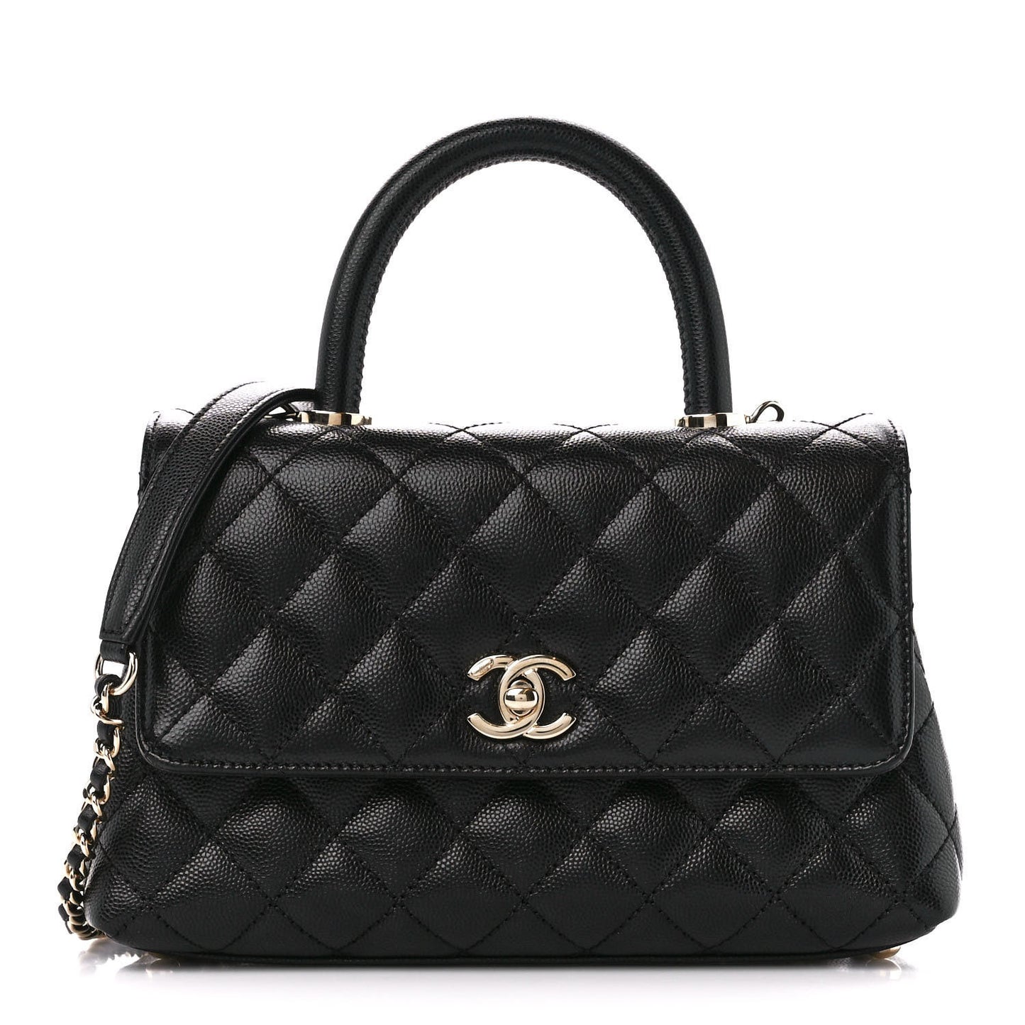 Caviar Quilted Mini Coco Handle Flap Black
