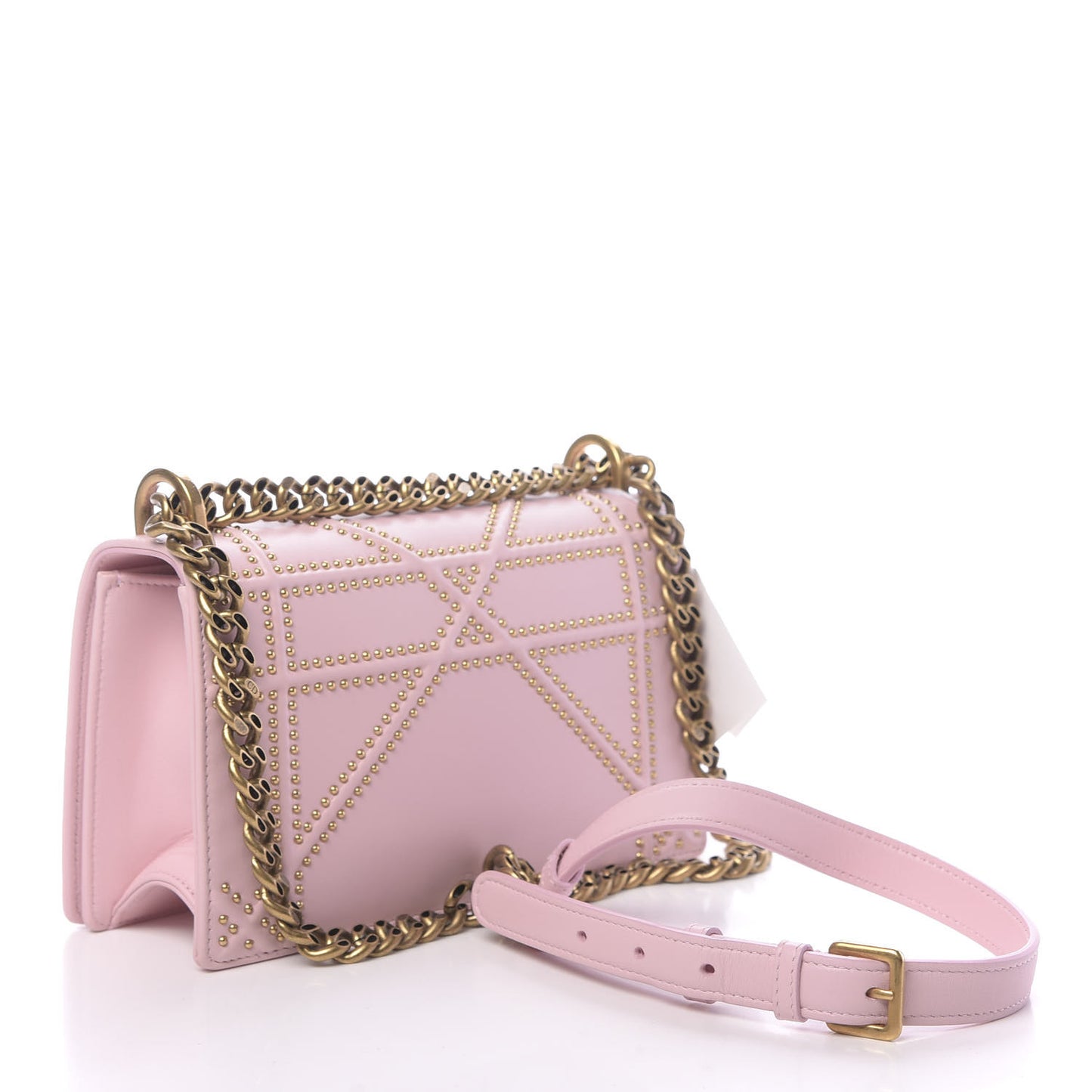 Lambskin Studded Small Diorama Flap Bag Pink