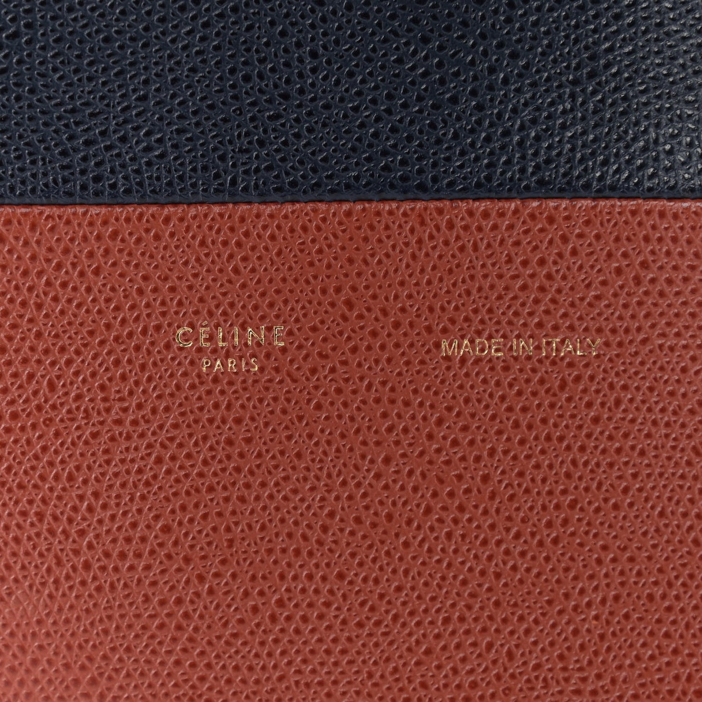 Grained Calfskin Small Vertical Bi-Cabas Navy Terracotta