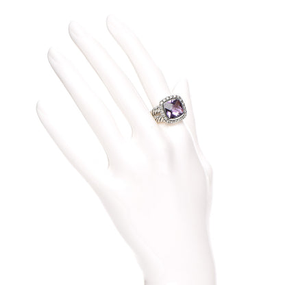David Yurman Sterling Silver Diamond Amethyst 11mm Albion Ring 54 7 2 of 6