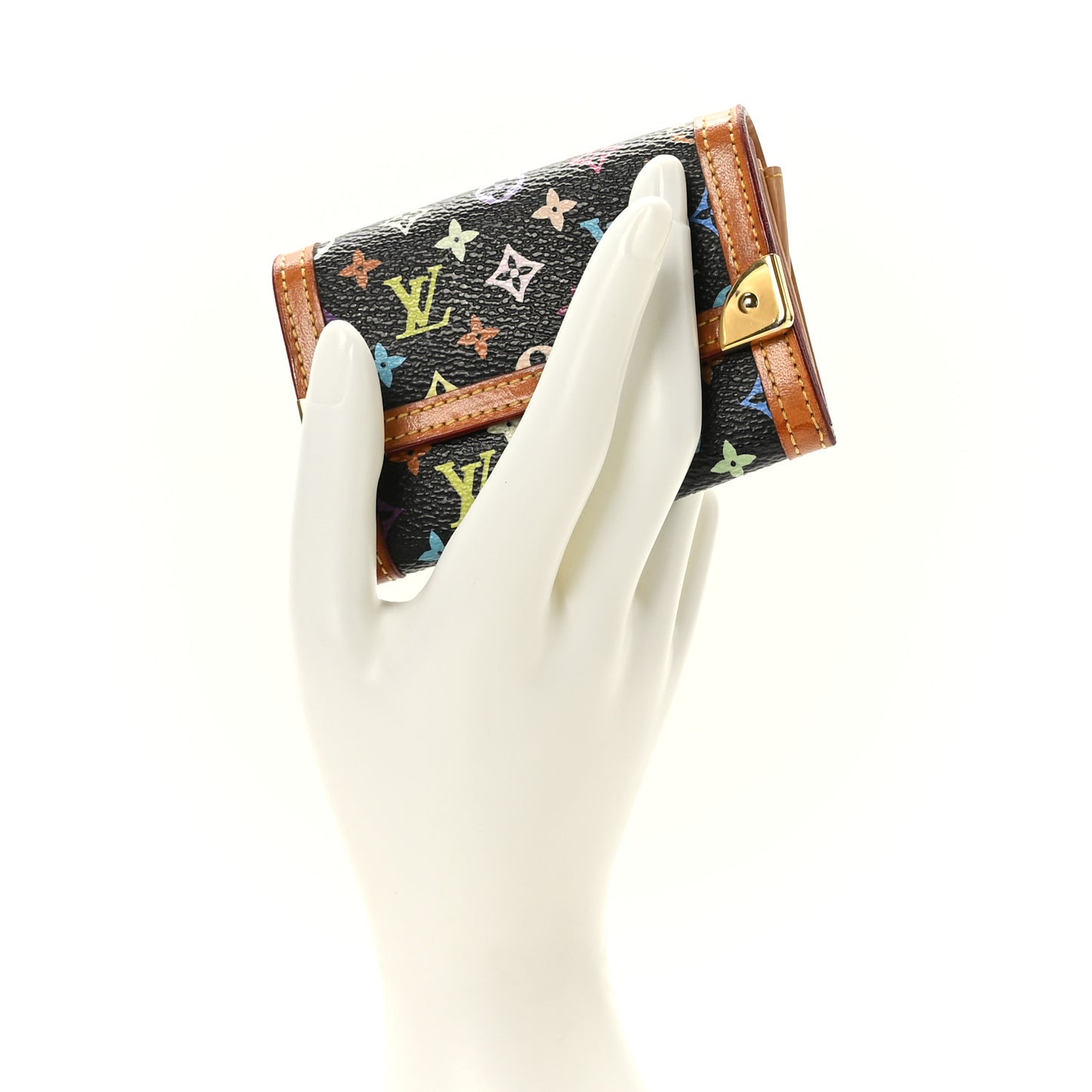 Monogram Multicolor Porte-Monnaie Plat Coin Purse Black