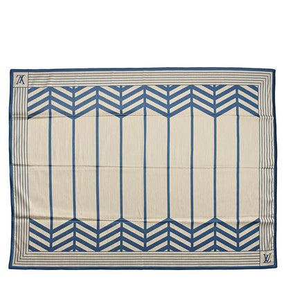 Louis Vuitton Wool Silk Plaid Jeevana Rug Petrole Blue Blue Beige 1 of 3