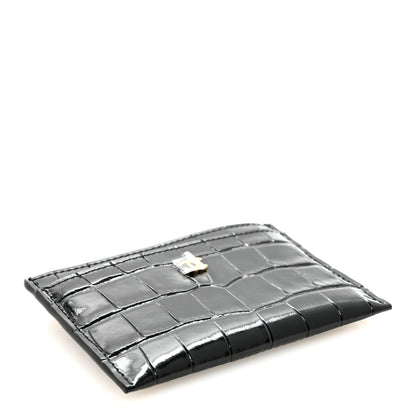 Chanel Calfskin Crocodile Embossed Crococo Card Holder Black 4 of 8