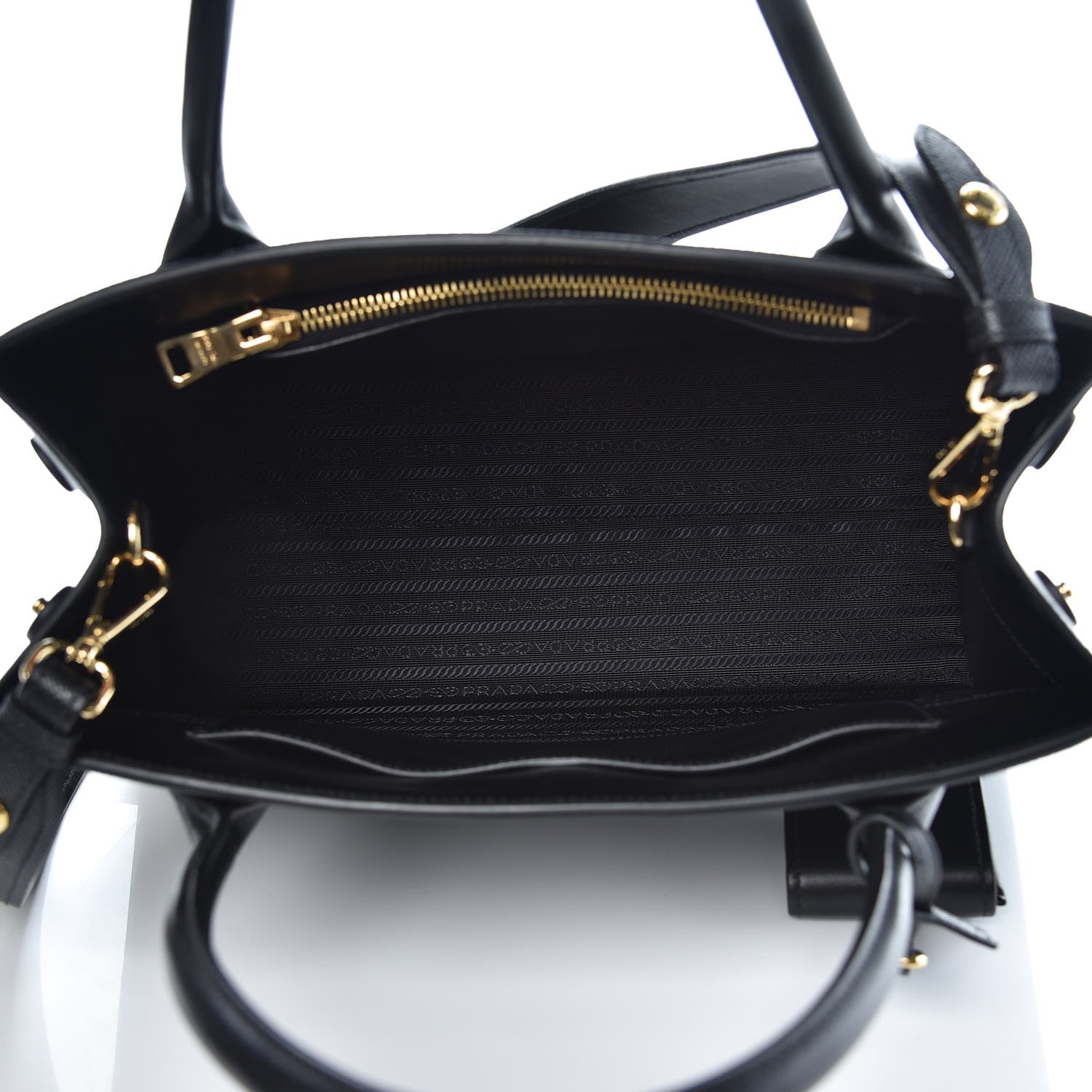 Prada Saffiano Cuir Calfskin Medium Monochrome Top Handle Tote Black 6 of 8