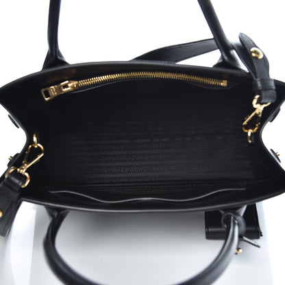 Prada Saffiano Cuir Calfskin Medium Monochrome Top Handle Tote Black 6 of 8