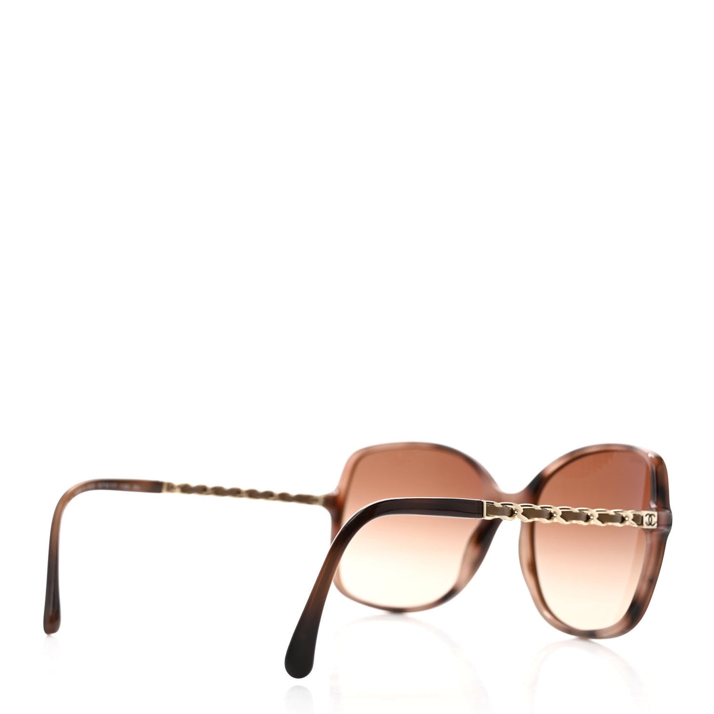 Acetate Metal Lambskin Chain Square Sunglasses 5210-Q Brown